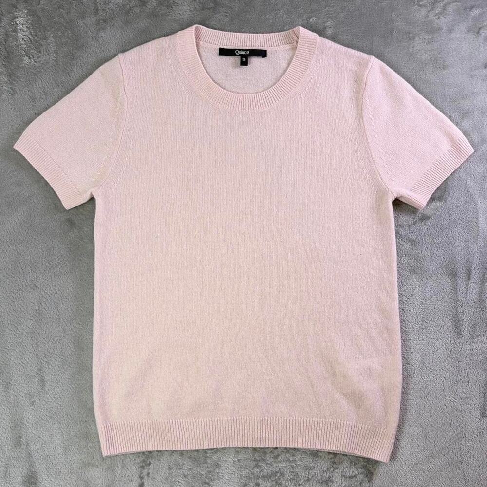 Quince Cashmere Sweater Top Small Ivory Short Sleeve Quiet Luxury Preppy